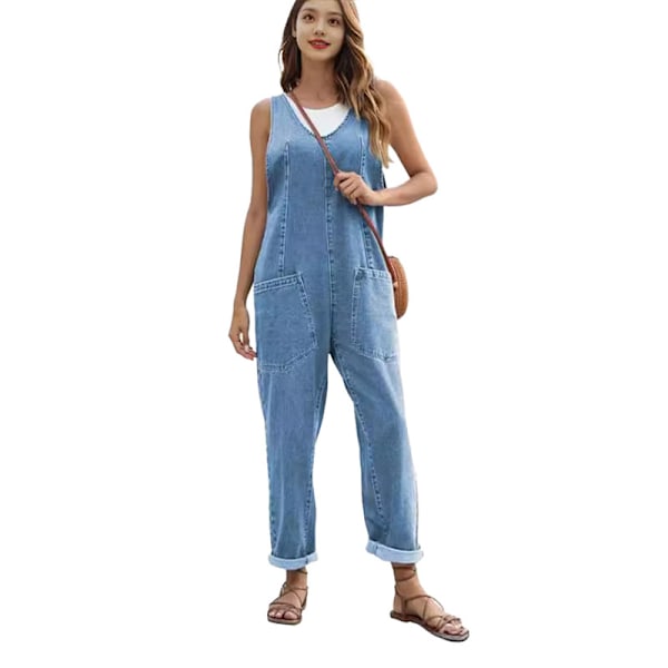 High Roller Denim Jumpsuit til Kvinder Drark Blue L