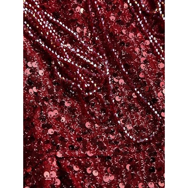 Sexy Off Shoulder Sequin Kveldsfest Mini Kjole for Kvinner Burgundy XL