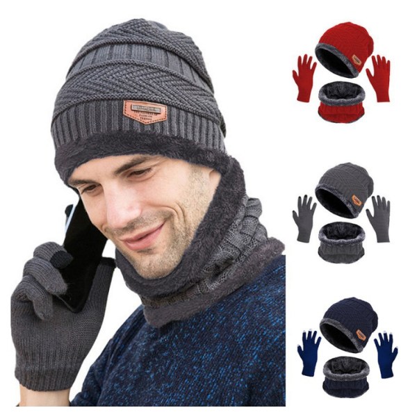 Vinter mössa Halsduk Handskar Set black