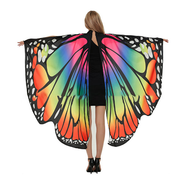 Butterfly Wing Cape Sjal Vuxna Kvinnor Halloween Kostym Colorful