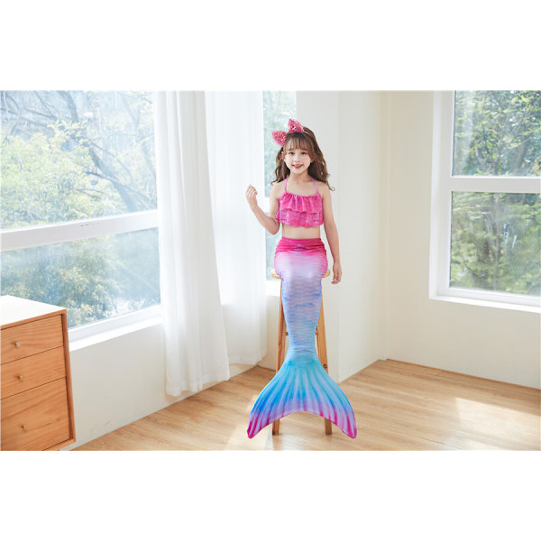 Mermaid Tails för simning för flickor Monofin sjöjungfrubaddräkt pink and blue M