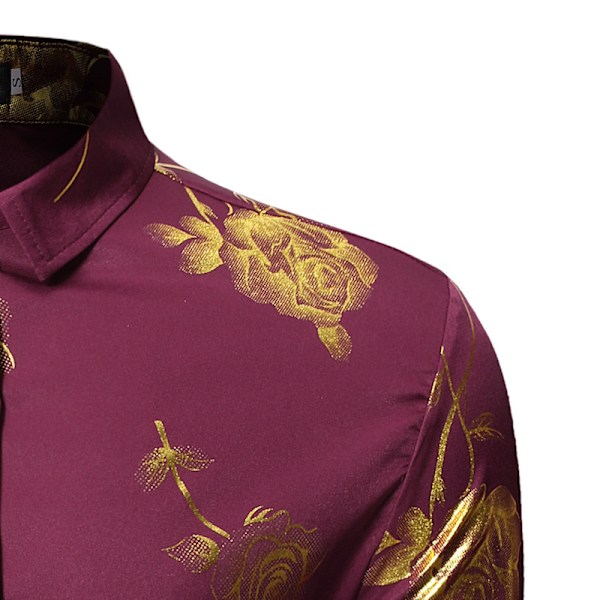 Herrar Hipster Slim Fit Långärmad Knappskjortor Light Purple S