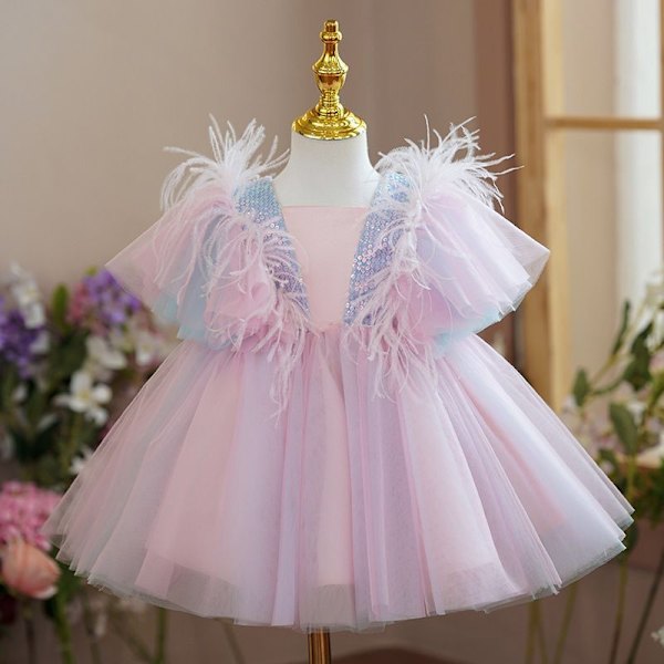 Ruffles-vauvatyömekot tytöille lapsille, helmiä, elegantti prinsessamekko 80