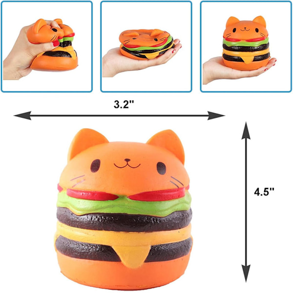 Squishies Jumbo Langsomt Stigende Kawaii Squishie Kat Hamburger Brød Legetøj Q4