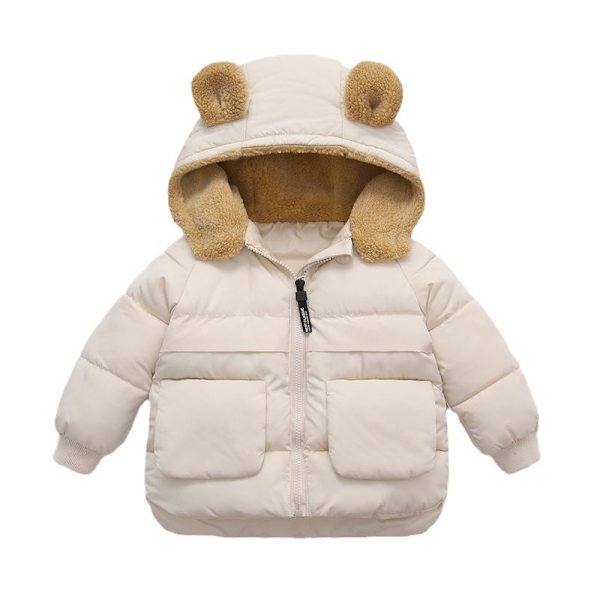 Pige Hooded Varm Bib Vinterjakke White 130CM