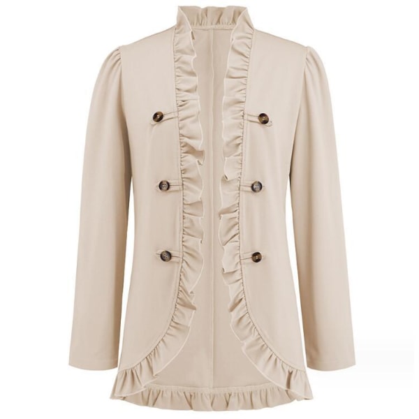 Kvinners Ruffled Lapel Knappelukking Jakke Apricot M