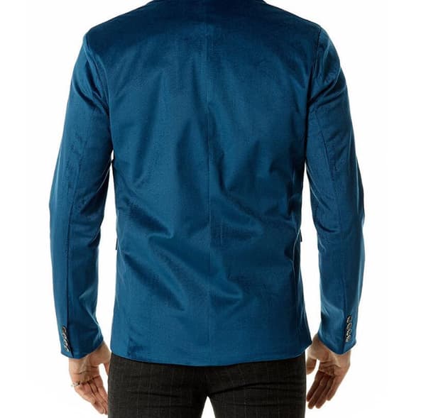 Velvet Slim Fit Solid Color Blazer för män Blue S