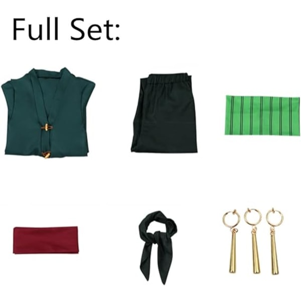 Män Roronoa Cosplay Kostym Zoro Anime Robe Kläder L