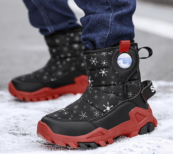 Vintersnöskor för pojkar och flickor black red 3