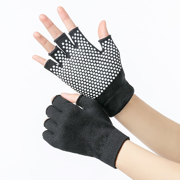 Fingerløse Yogahandsker med Skridsikre Teksturerede Perler Black