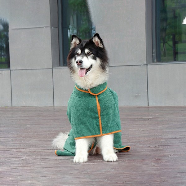 Hundtorkrock Badrock Handduk, Mikrofibermaterial Snabbtorkande Superabsorberande Hundbadrock Green XL
