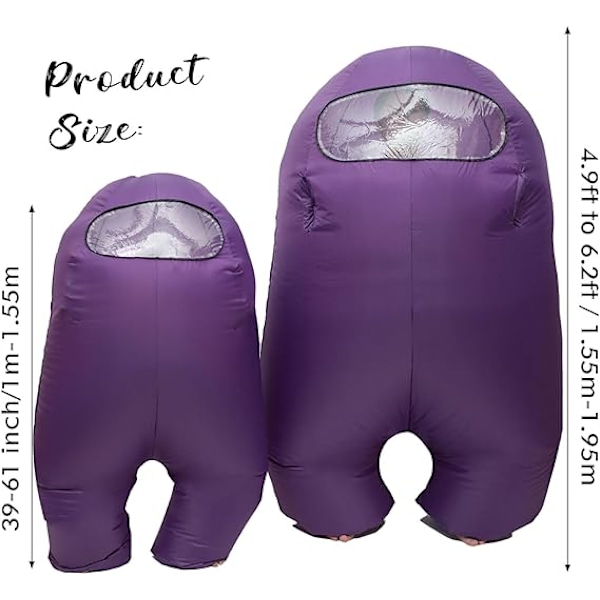 Uppblåsbar Astronaut Rymddräkt Uppblåsbar Dräkt Helkroppsdräkt Halloween Cosplay Dräkter Purple Kid