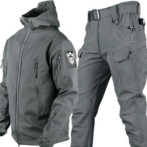 Miesille tarkoitetut metsästysvaatteet kylmään säään - Camo-metsästysjakku ja -housut Gray XXXL