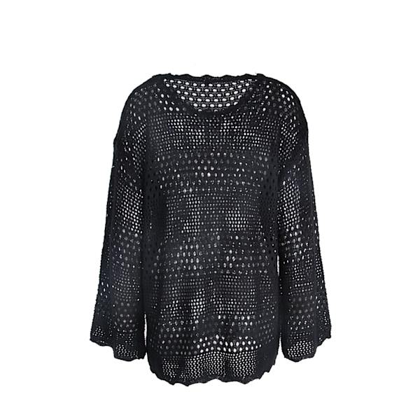 Damernas Baddräkt Stickad Strandklänning Sommar Badkläder black M