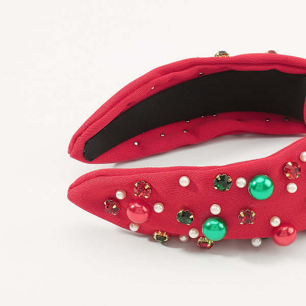 Julklappspärlknuten pannband för kvinnor Röd Grön Kristall Smyckad hårband Style 7