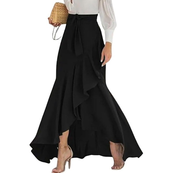 Dam Casual Rutig Sjöjungfru Maxi Kjol Black 4XL
