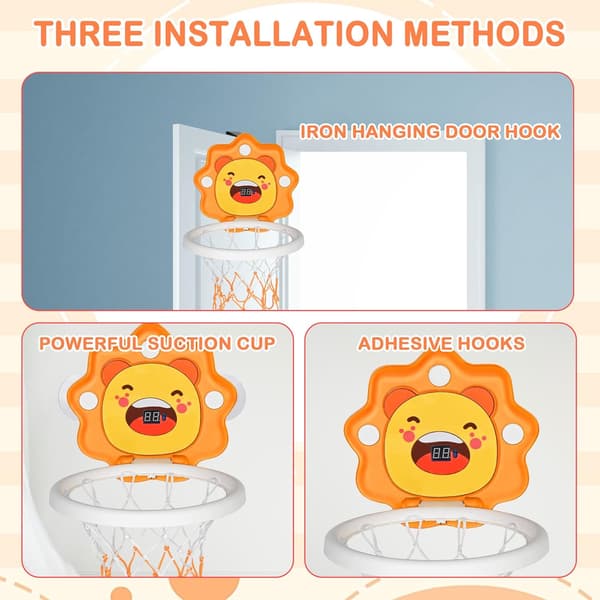 Minibasketballstativ for småbarn, 2 i 1 bærbart stativ med scoring Orange