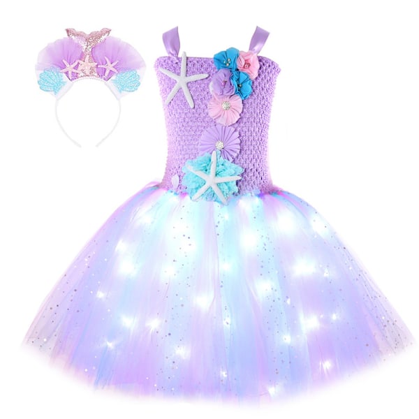 Pige Havfrue Kostume Havfrue Lysende Tutu Kjole Pink L
