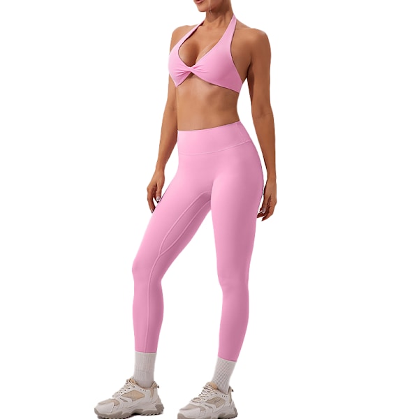 Naisten treeniurheiluliivit, selästä avoin halterneck-liivi Pink L
