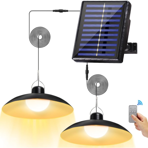 Dobbelt Hode Solhengende Lys, LED Solskurlys Warm  Light