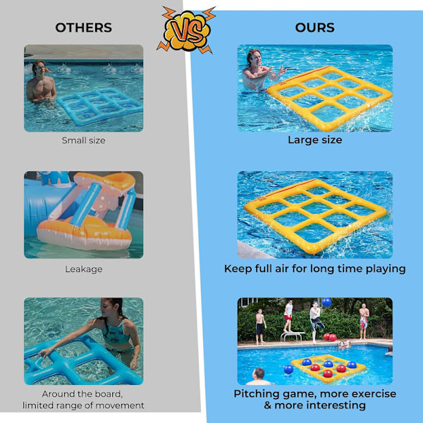 Poolleksaker Spelset - Tic-Tac-Toe Uppblåsbar Poolleksak med 10 Bollar yellow