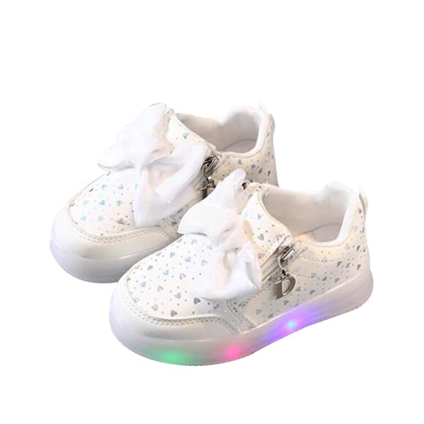 Lette sko for småjenter med LED-lys - Lysende sneakers for barn White 28
