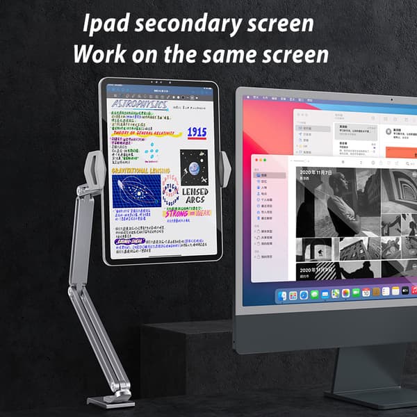 Telefonholder til seng og skrivebord, Tablet Stativ Telefonholder iPad Holder til skrivebordsmontering silver
