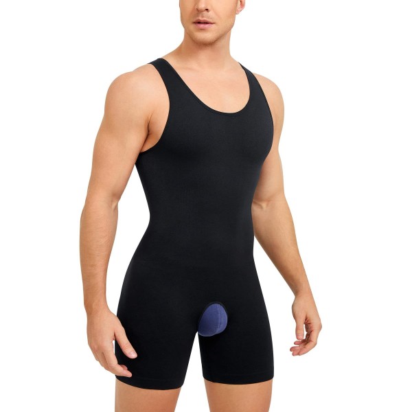 Män ärmlös Helkroppsformare Underkläder Slimming Compression Body Shapewear Black S