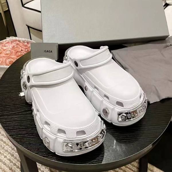 Mænds og Kvinders Åndbare Have-Klodser Komfortable Slip-On Strand-Sandaler Tøfler White 42-43