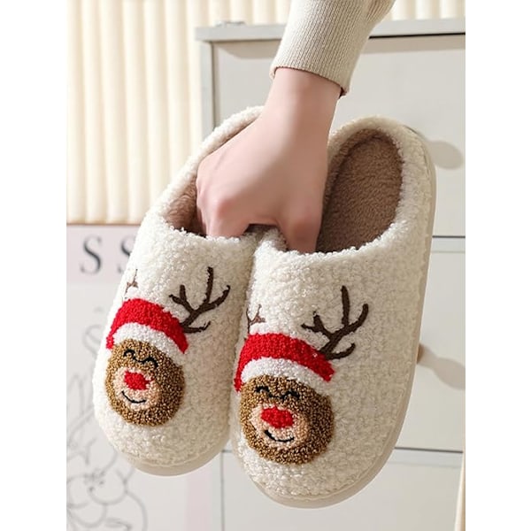 Damtofflor med Jultema - Söta, Fluffiga och Varma Moose 39-40