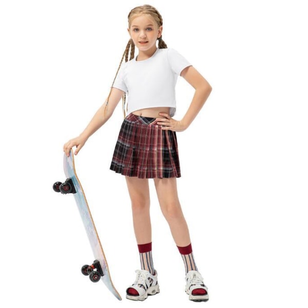 Tenniskjolar för tjejer Plisserad kjol Rutig kjol pink 130cm