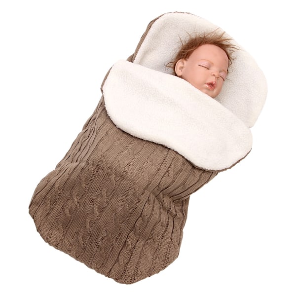 Nyfödd Baby Knit Plysch sovsäckar Brown