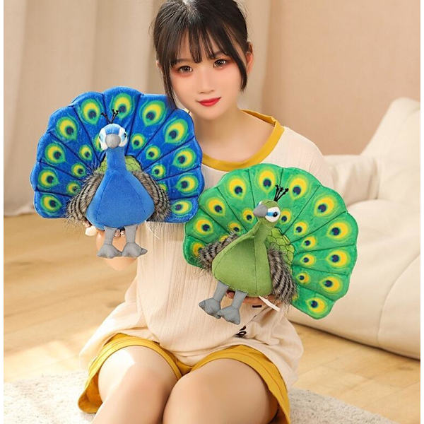 25*30CM Søde Zoo Souvenir Påfugl Ppen Hale Ornamenter Dukker blue