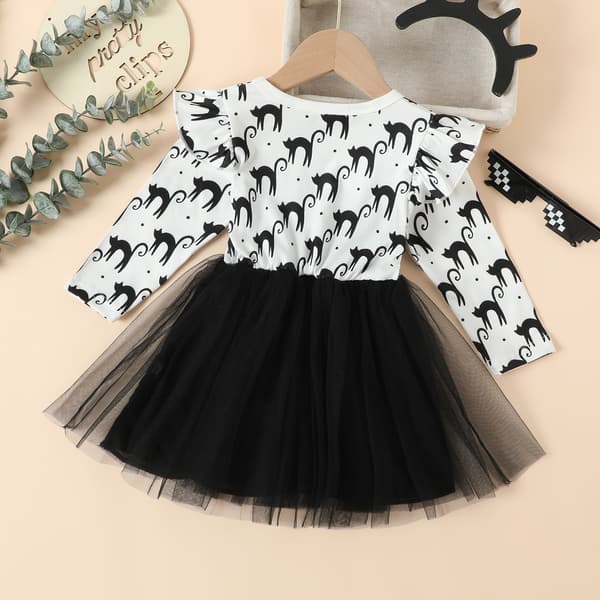 Toddlerklänningar Katter Tutu Tulle Kjolar 90cm