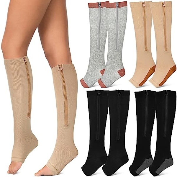Glidelås Kompresjonsstrømper Åpne Tå Kompresjonsstrømper med Glidelås Copper Colour S/M