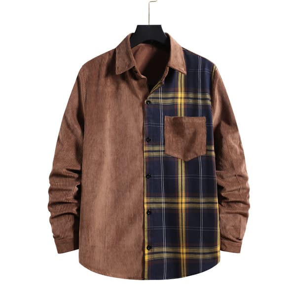 Manchester Patchwork-skjorta för män Brown L