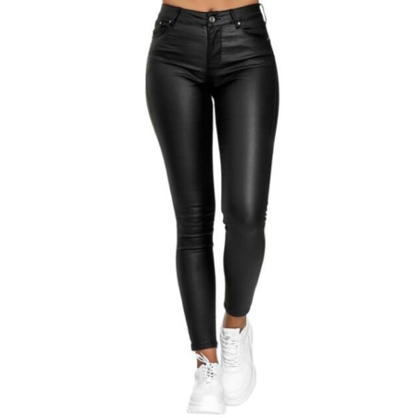 Leggingsbyxor i konstläder för kvinnor black M