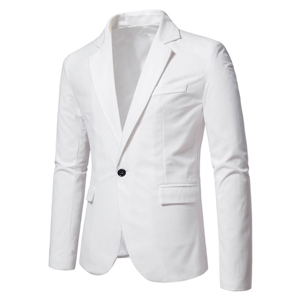 Herrkavaj med en Knapp, Enfärgad, Slim Fit, Lättviktsjacka White M