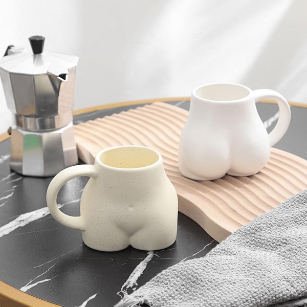 Morsom Rumpe Kaffe Kanne, 3D Rumpe Keramikk Kaffe Kanne White