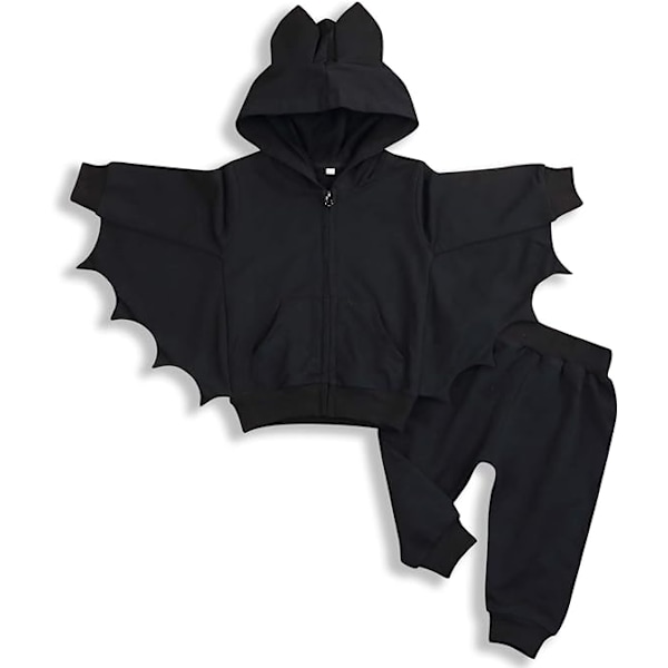 Småbarns Halloween-antrekk for jenter og gutter - Svart flaggermusgenser 80cm