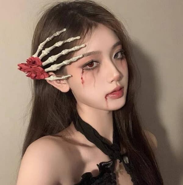 Halloween-skjelett Rose Claw Hodeplagg Red