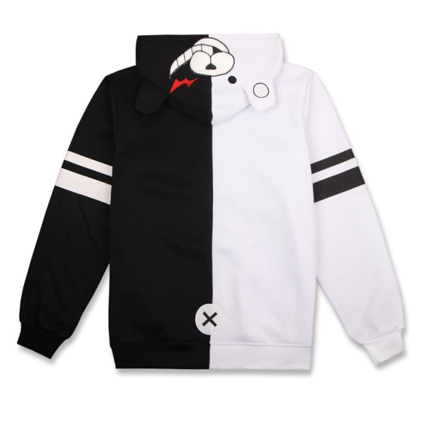 Monokuma Sort Hvid Bjørn Hoodie Anime Cosplay Kostume Lynlås Unisex Jakke Uniform S