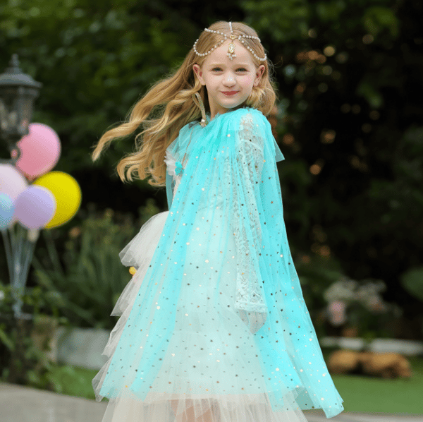 Prinsesskappa för små flickor Cape blue M
