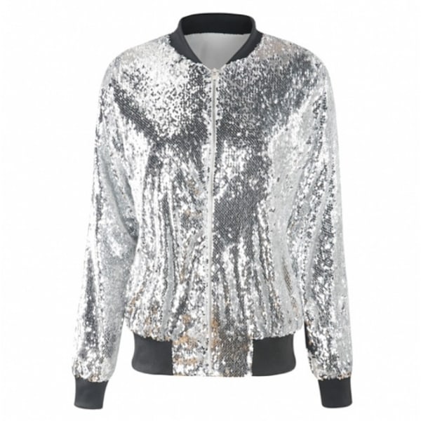 Dam Sparkle Paljetter Jacka Casual Jacka silver M