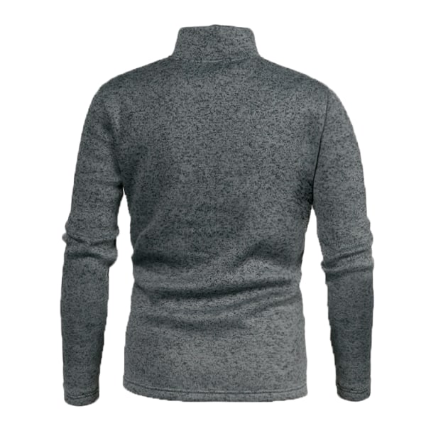 Herrar Tröja Placket Zip Solid Färg Mocka Halsjacka Dark gray XL