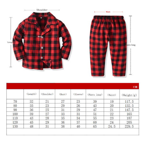 Jul Familj Matchande Kläder Röd Rutig Pyjamas Red 130cm