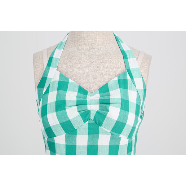 Vaaleanpunainen Ruudullinen Mekko Naisille Vaaleanpunainen Ruutumekko Vintage Rockabilly Mekot Green XL