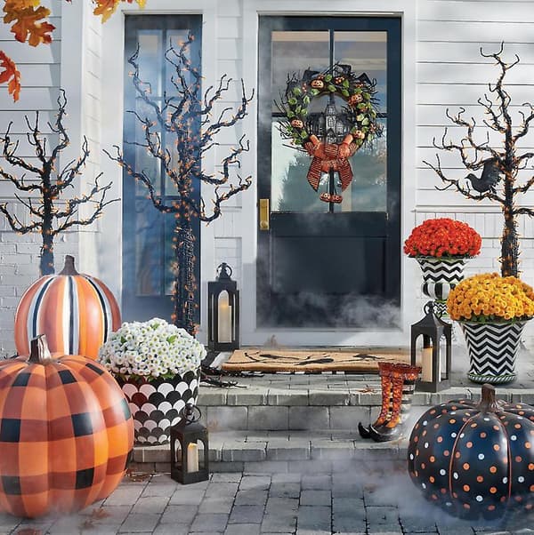 Halloween LED Græskar Opblæsbar Dekoration Plaid