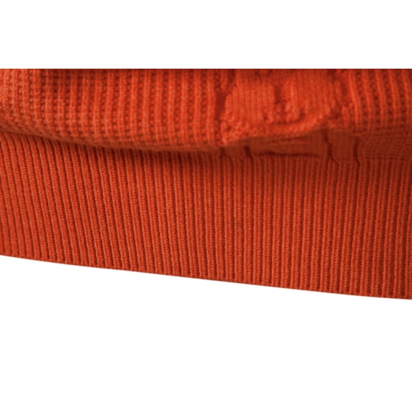 Mænds Rundhals Strikket Trøje Slim Fit Letvægts Casual Twist Mønstret Kabelstrikket Trøje Orange 2XL