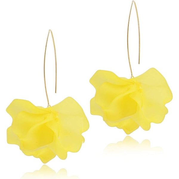 Boho Rose Petal Dangle Resin örhängen Yellow